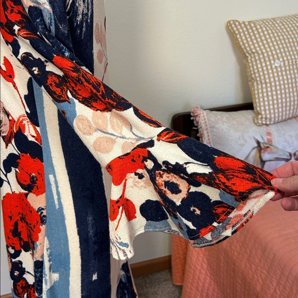 Maeve Anthropologie Bell Sleeve Floral Anthousai swing shift sweater dress sz XS - Picture 7 of 16